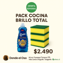 Pack cocina lavaloza quix concentrado, 3 un esponjas